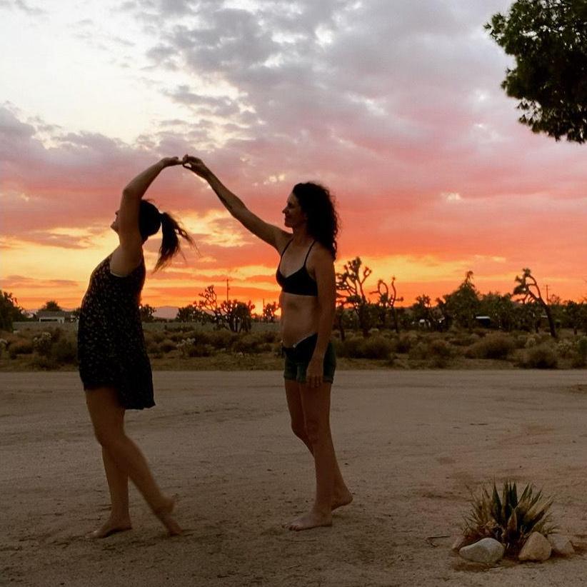 Sunset dancing on our first couple retreat to palm springs