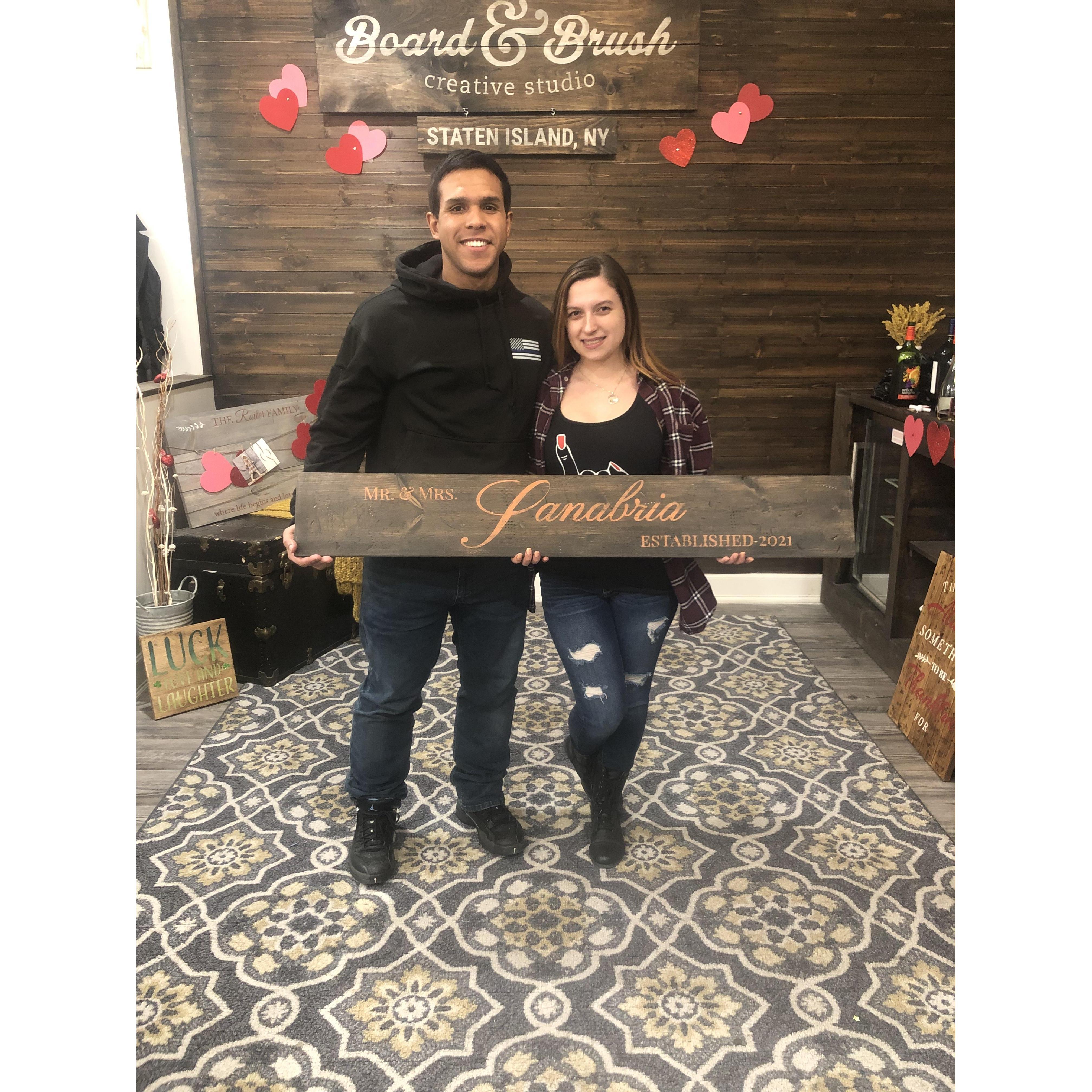 Our wedding date sign created on Date Night