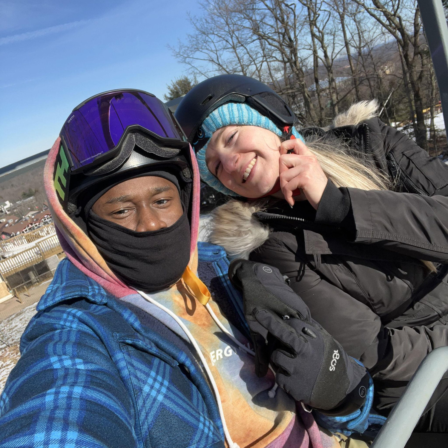 One of Kris and Jordan's first dates, Kris very patiently attempted to teach Jordan to snowboard before she ended up using the board as a sled to get down the mountain.