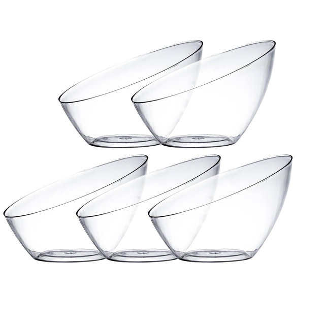 Posh Setting Clear Angled Plastic Small Serving Bowls - 8 oz. - 5 Pack