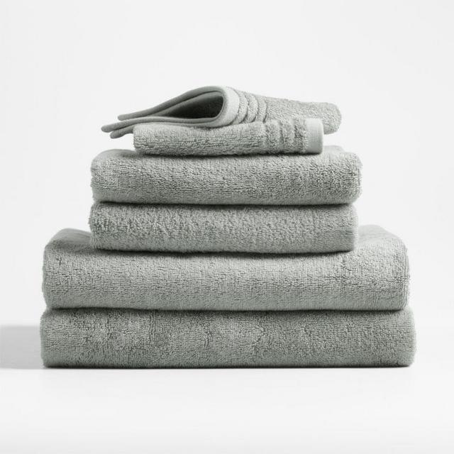 Organic Cotton Grey Bath Towels, Set of 6