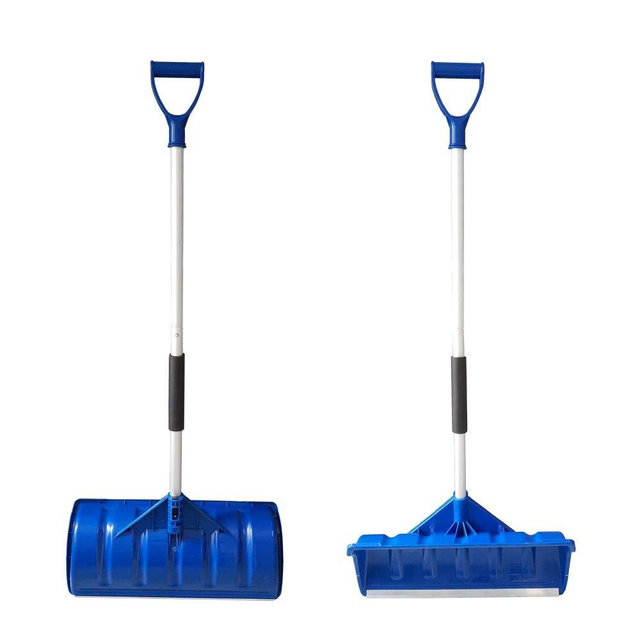 MTB Lightweight Snow Shovel/Pusher, Pack of 2 Sets, Blue, with Aluminum Handle and 22 inch x 10 inch Poly Blade