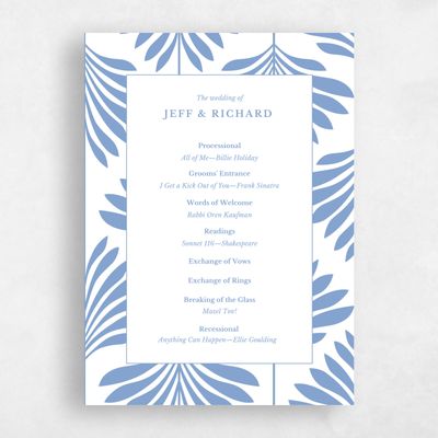 Dusty Blue Wedding Program - Mantova Letterpress