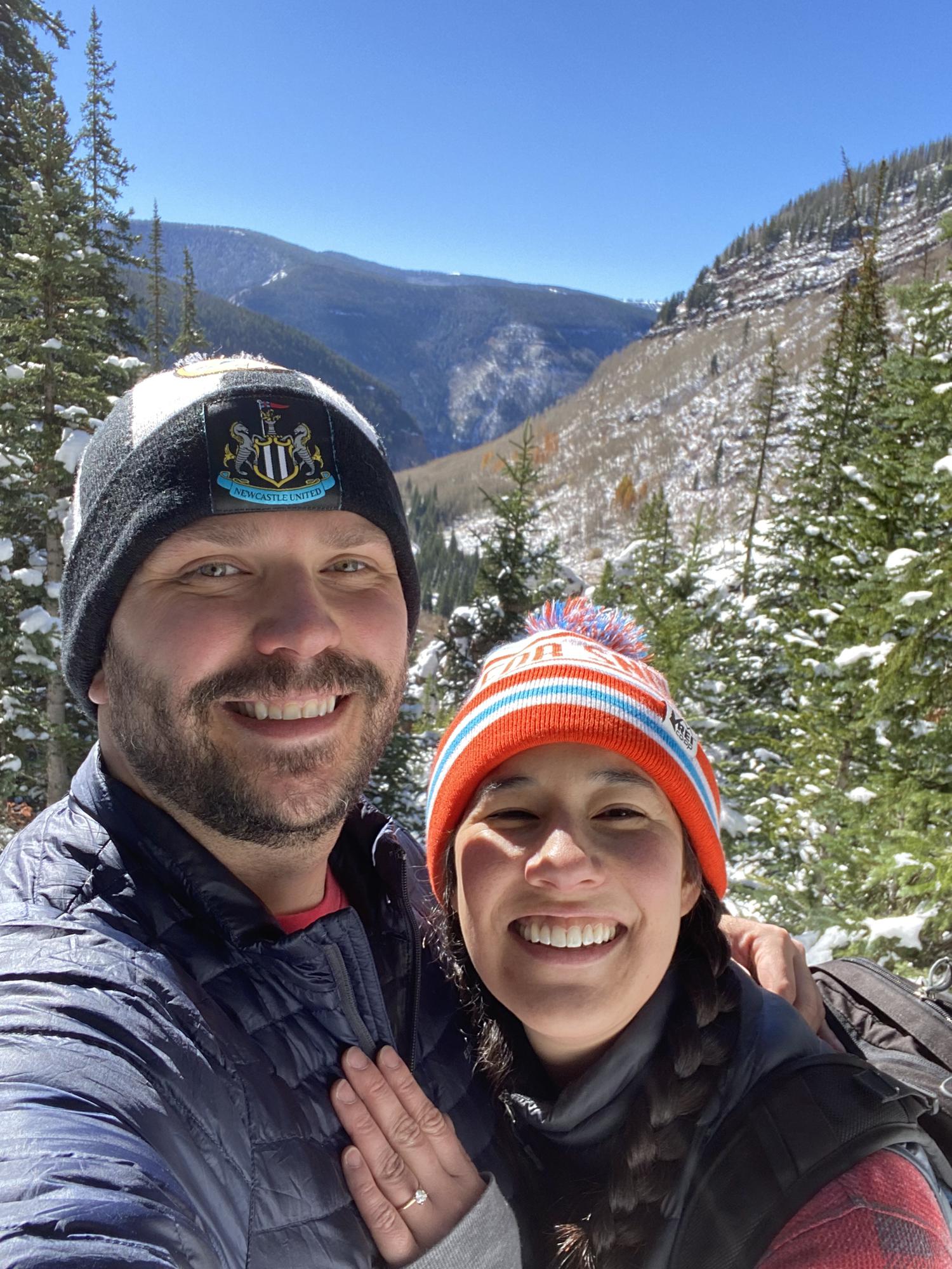 Dylan proposed at the top of Booth Falls Trail in Vail, CO!