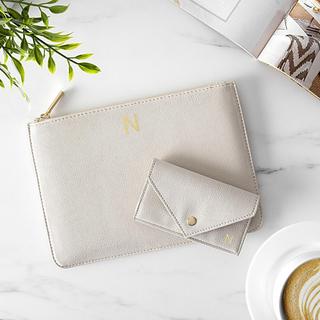 Personalized Vegan Leather 2-Piece Clutch Wallet Set