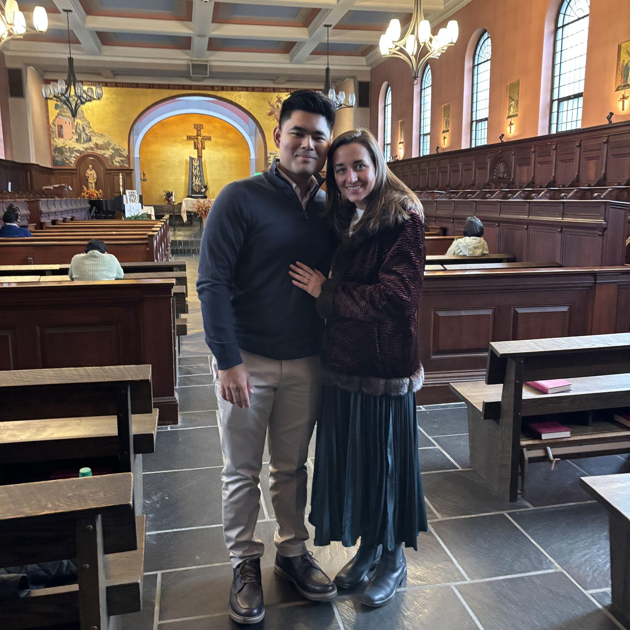 We got engaged at St. Anthony's Shrine!
