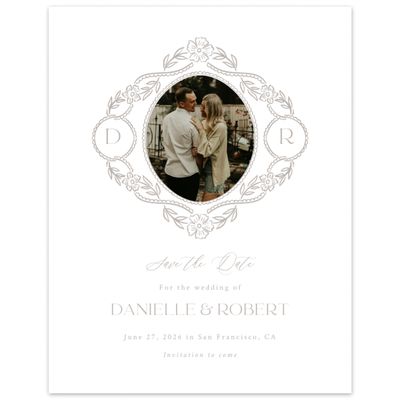 White Wedding Digital Save the Date - Estella Portrait