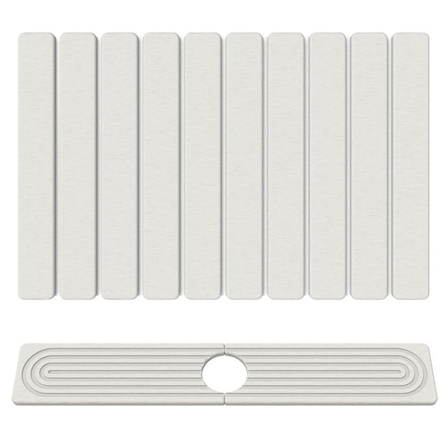 Stone Drying Mat for Kitchen Counter, 24"x16" Water Absorbing Dish Drying Mat with 24"x4" Faucet Mat for Kitchen Sink, Diatomaceous Earth Quick Dry Stone Mats for Dishes Bottles Cups (Off White)