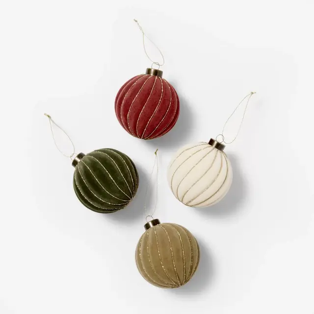 4pc Flocked Ornaments - Threshold™ designed with Studio McGee