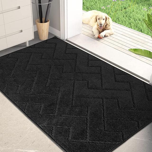 PURRUGS Dirt Trapper Door Mat 19.5" x 31.5", Non-Slip Machine Washable Entrance Rug, Shoes Scraper, Dog Door Mat, Super Absorbent Welcome Mat for Front Door, Back Door, Entry, Muddy Wet Shoes and Paws