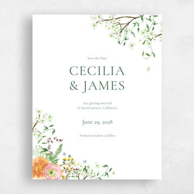 White Wedding Save the Date - Rosalind Portrait