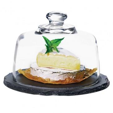 Anchor Hocking Round Slate Platter with Presence Glass Dome