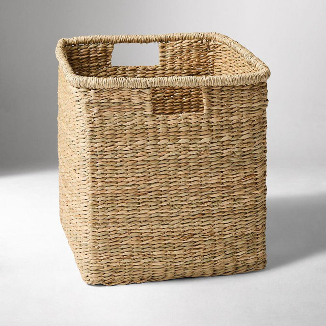 Flynn Seagrass Cube Basket, Natural, 14"W x 14"H