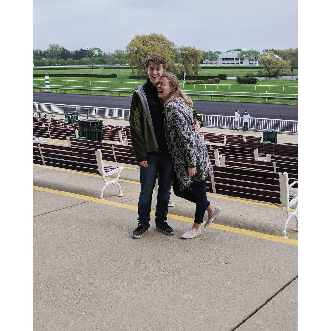 In 2018, Evan surprised Allison with a trip to the Arlington Race Track with some friends for her birthday