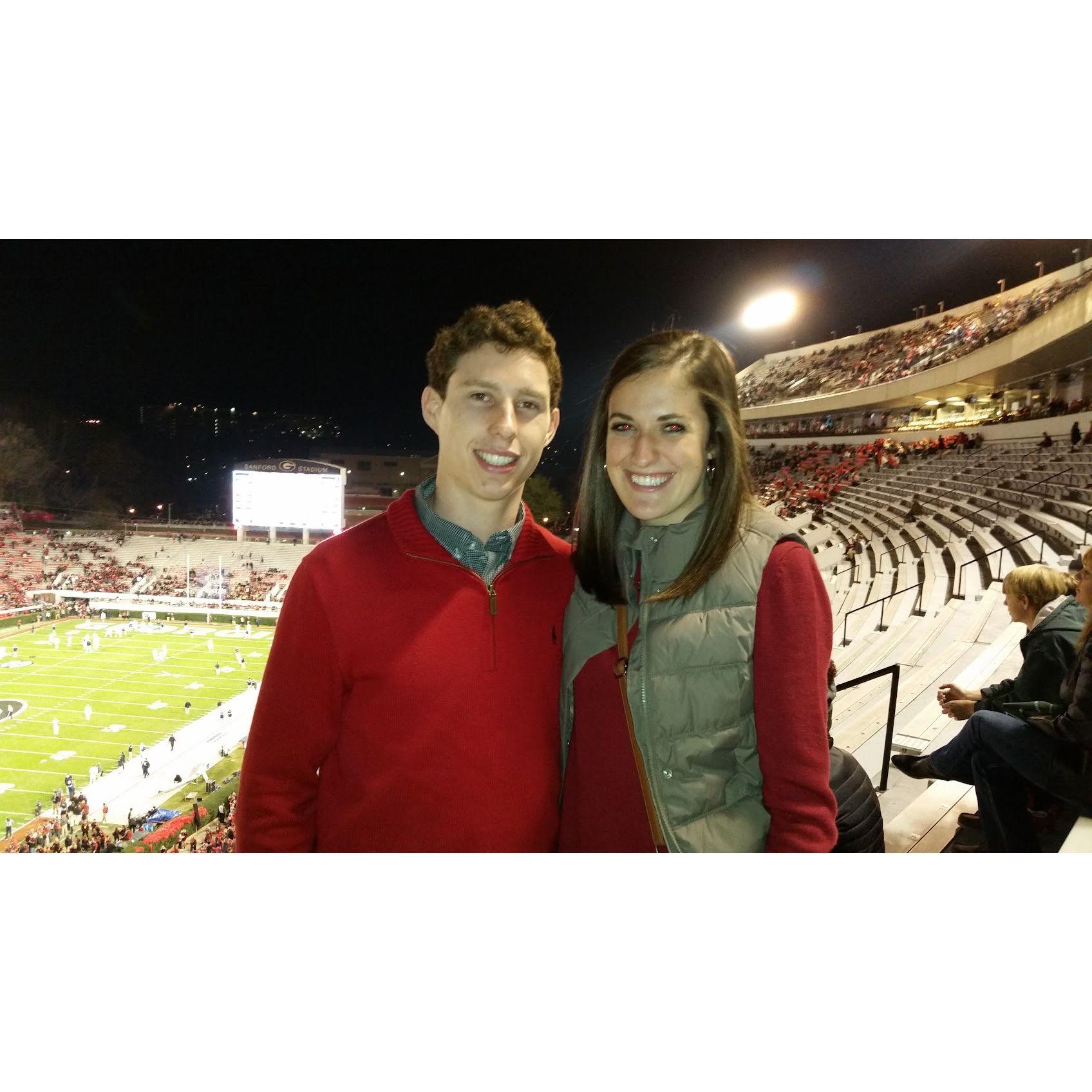 Our first visit to UGA as high school seniors still deciding on colleges. (Jessy was sold on UGA after this game).