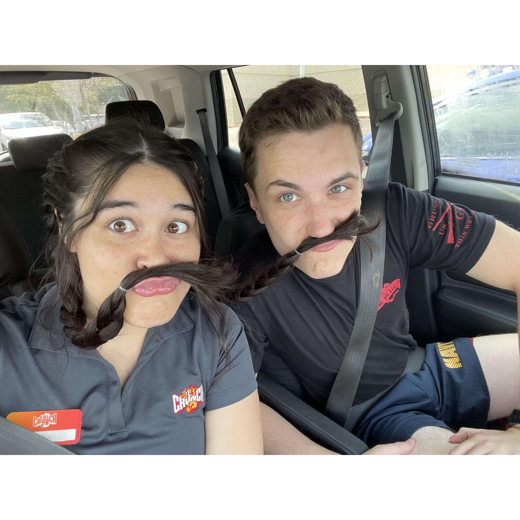 Hannah still has a better mustache than Cameron.