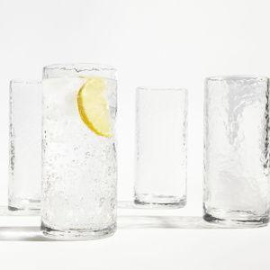 Hammered Outdoor Drinking Glasses, Clear, Tall-20 oz, Set of 4