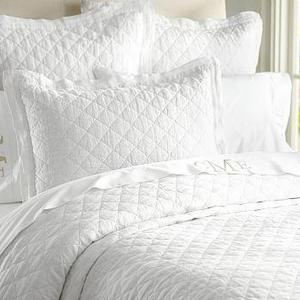 Belgian Flax Linen Diamond Quilt, Full/Queen, White