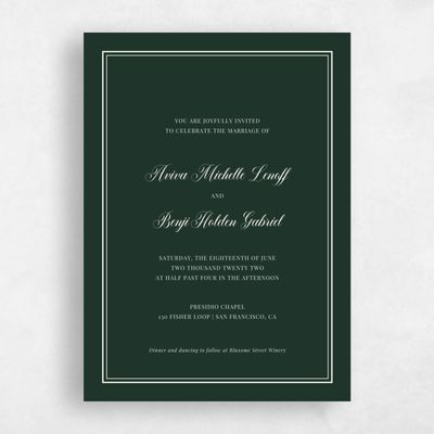 Forest, Green Wedding Invitation - Stauffer Type