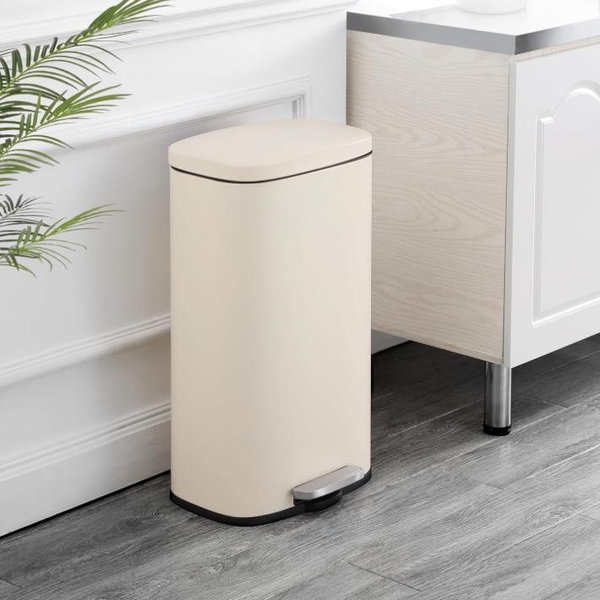8-Gallon Step-Open Trash Can, Limestone Beige