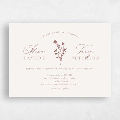Clay Brown Wedding Invitation - Hazel Landscape