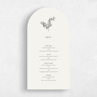 Beige Arch Wedding Menu - Livonia