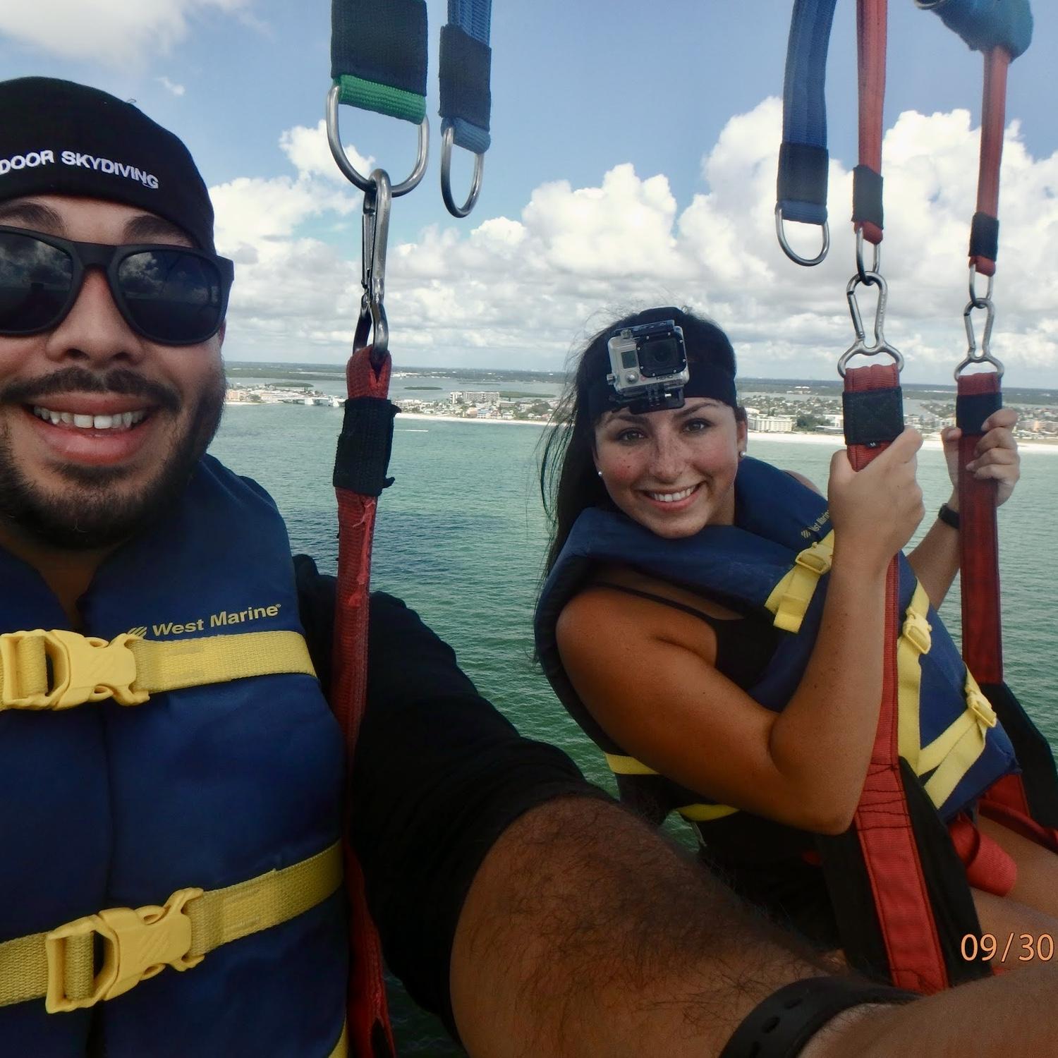 Parasailing in St. Petersburg Florida on a fun surprise date