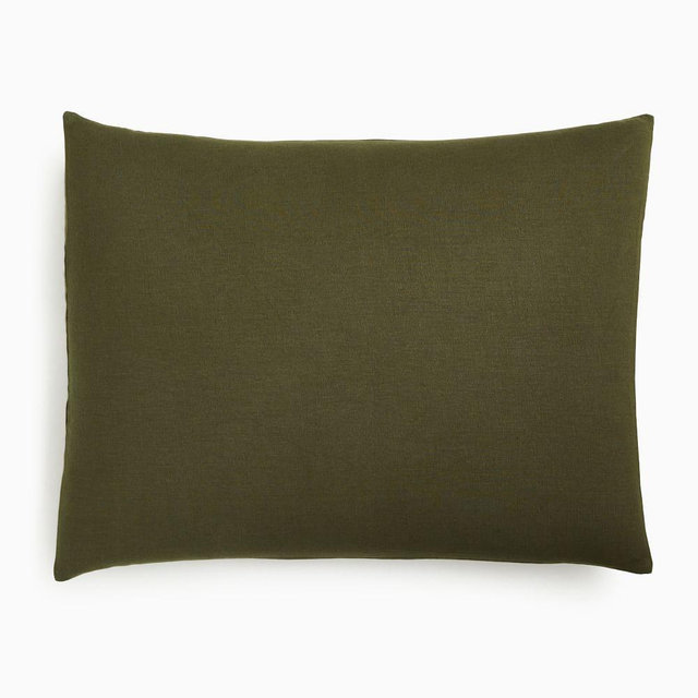 European Flax Linen, Standard Sham, Dark Olive