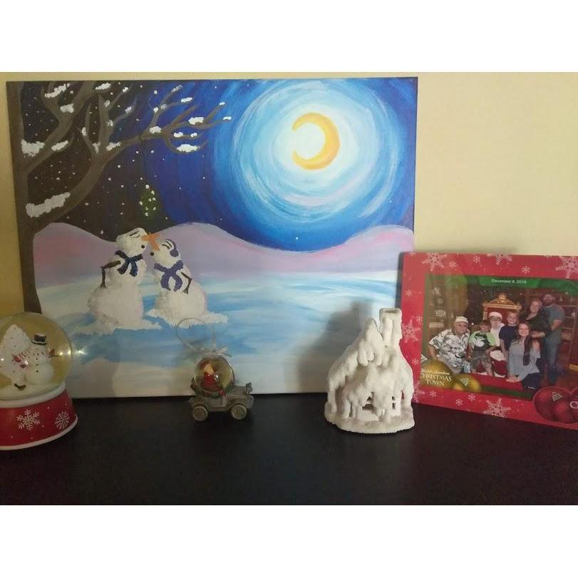 I painted this snowman picture to resemble us, little did i know Dave was going to propose two days later!! (all the girls I went painting with knew however)