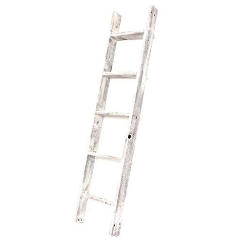 BarnwoodUSA Rustic Farmhouse Blanket Ladder - Our 5 ft Ladder can be Mounted Horizontally or Vertically and is Crafted from 100% Recycled and Reclaimed Wood | No Assembly Required | White