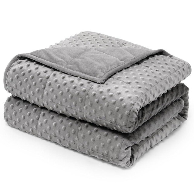 Wemore Minky Dot Weighted Blanket for Adults Queen Size 20 lbs, Soft Cozy Heavy Blanket for Stress Relief and Sleep Promotion, Breathable Blanket for All-Season with Glass Beads, Grey 60 x 80 inches