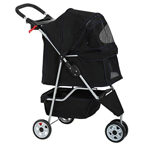 BestPet New Pet Stroller Cat Dog Cage 3 Wheels Stroller Travel Folding Carrier