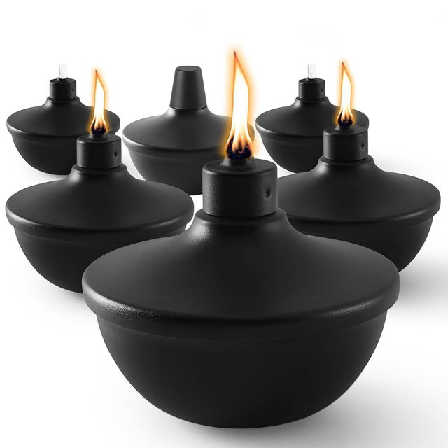 ZSPENG 6 Pack Metal Table Top Torches,23.5 oz Citronella Torches for Outside,Refillable Flame Light Torch with Wicks and Covers for Party, Garden Decor,DIY