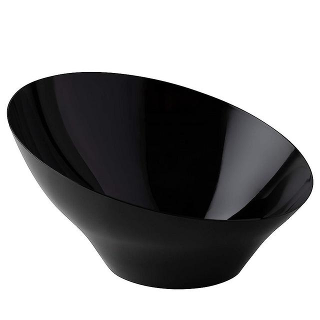 Plasticpro Disposable Angled Plastic Bowls Round Serving Bowls, Party Snack or Salad Bowl, Heavy Duty, Elegant Black, Pack of 4…