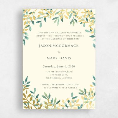 Cream, Yellow Wedding Invitation - Eastwick Layer
