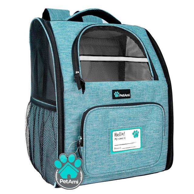 PetAmi Dog Backpack Carrier for Small Large Cat, Pet, Puppy, Ventilated Pet Hiking Backpack Travel Bag, Airline Approved Cat Backpack Carrier, Camping Biking Dog Bag Up to 18lbs Pet, Teal Turquoise