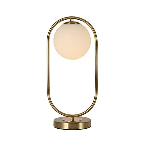 Modo Lighting Modren Gold Small Table Lamp,Brass Colour Finished Table Light,Bedside Lamp with White Milkly Shade for Living Room Bedroom (Bronze, Oval)