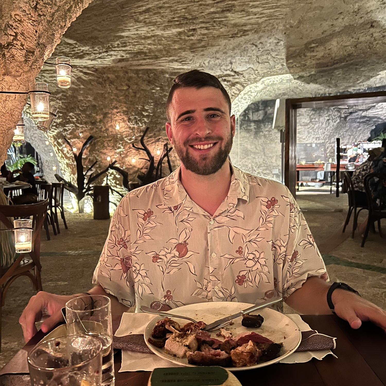 Dinner at Cuevas- an all you can eat Brazilian steak house located in a cave at Xcaret.
It’s a must go!