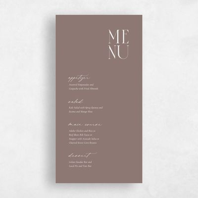 Taupe, Brown Wedding Menu - Cleveland