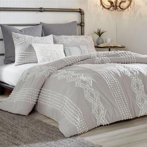 Cut Geo Comforter & Sham Set - Full/Queen - Grey