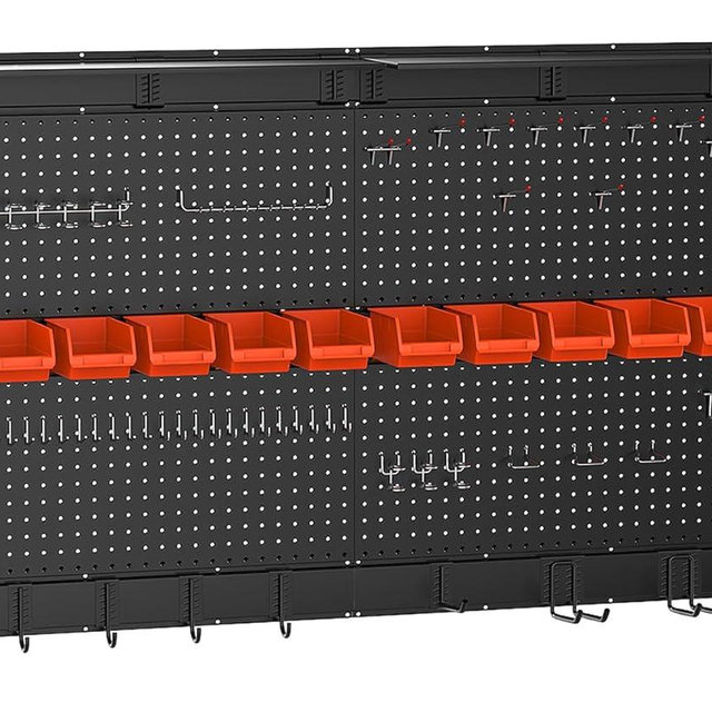 Ultrawall Black Pegboard Wall Organizer, 48X 36 inch for Garage Storage with Hooks, Storage Bins, Tool Panel Organizer