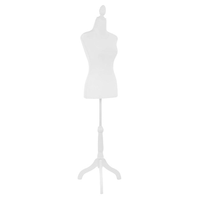 Mannequin Dress Form 49.6"-63.7" Inch Height Adjustable Female Model Display Mannequin Body High Density Foam with Wooden Tripod Base Stand for Sewing Dressmakers Dress Display,White