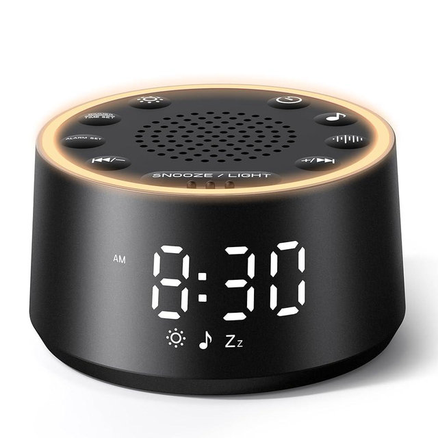Dreamegg Sound Machine for Sleep - D1 Nova White Noise Sound Machine for Baby Adult with Alarm Clock, Soothing Sounds, Dimmable, White Noise Alarm Clocks for Bedrooms Heavy Sleepers Travel, Black