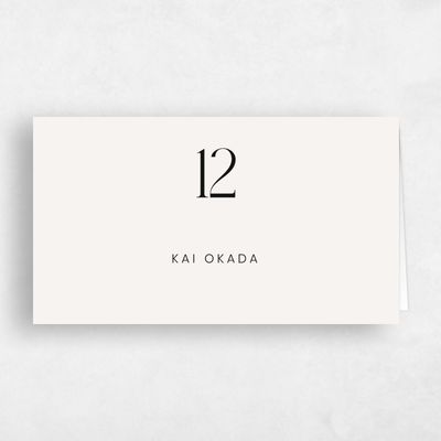 Beige Typography Wedding Place Card - Garrett