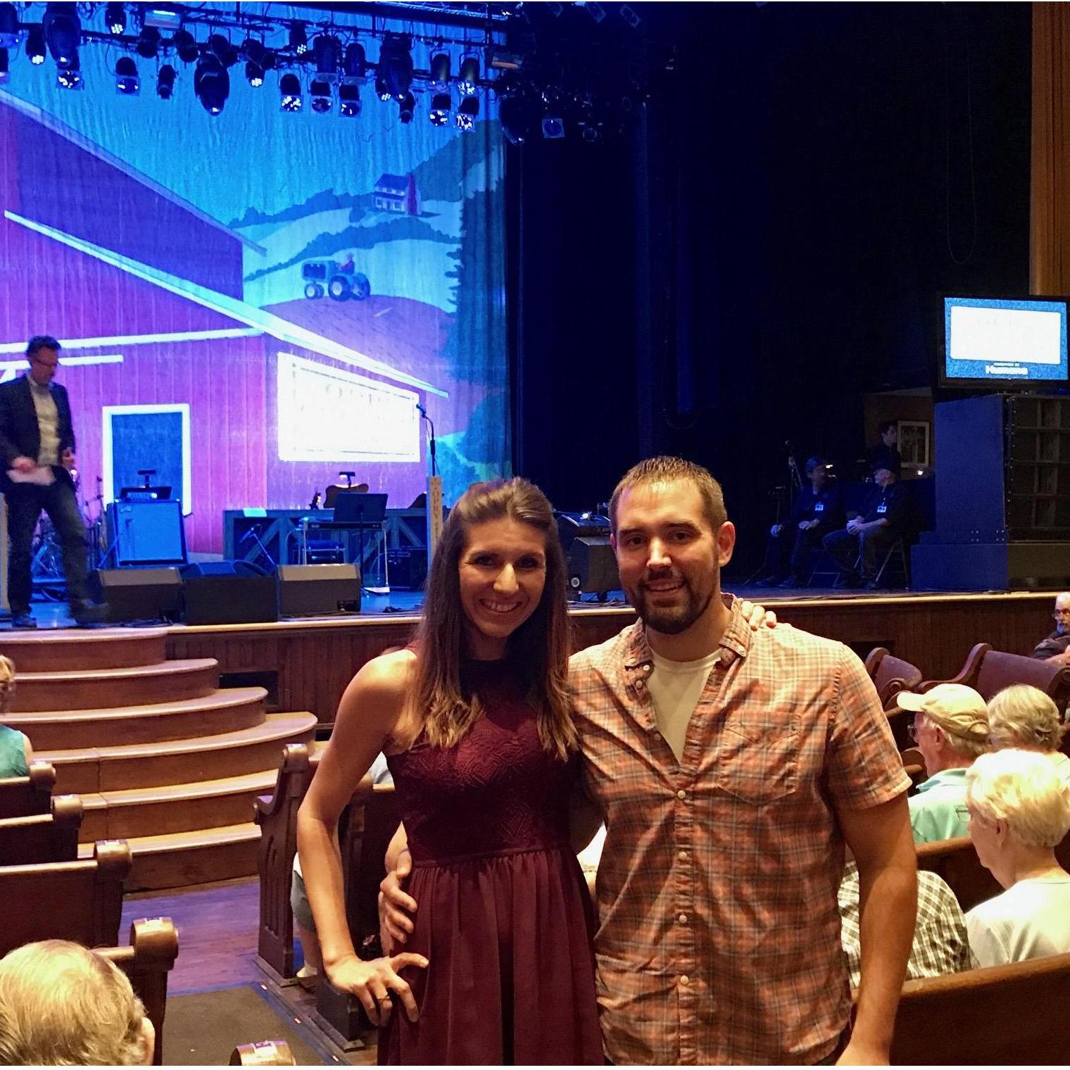 Visiting the famous Ryman Auditorium in Nashville.