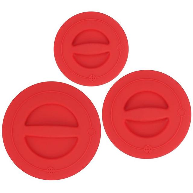 Silicone Lids Fits 1 Cup & 2 Cup & 4 Cup Pyrex Tempered Glass Liquid Measuring Cups, Food-Grade Silicone Replacement Lid, Red, Microwave & Dishwasher Safe - 3 Pack, Lid Only