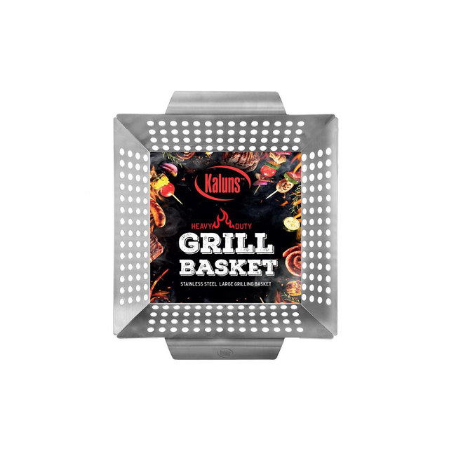 Kaluns Grill Basket, Heavy Duty Stainless Steel Grilling Basket for Vegetables and Meat