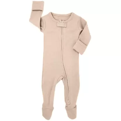 Organic Zipper Footie, Oatmeal