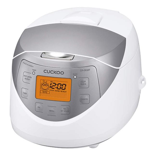 Cuckoo CR-0632F Multifunctional & Programmable Electric Pressure Rice Cooker, Fuzzy Logic & Intelligent Cooking, 6 Cups (Uncooked) - 12 Cups (Cooked), White/Silver