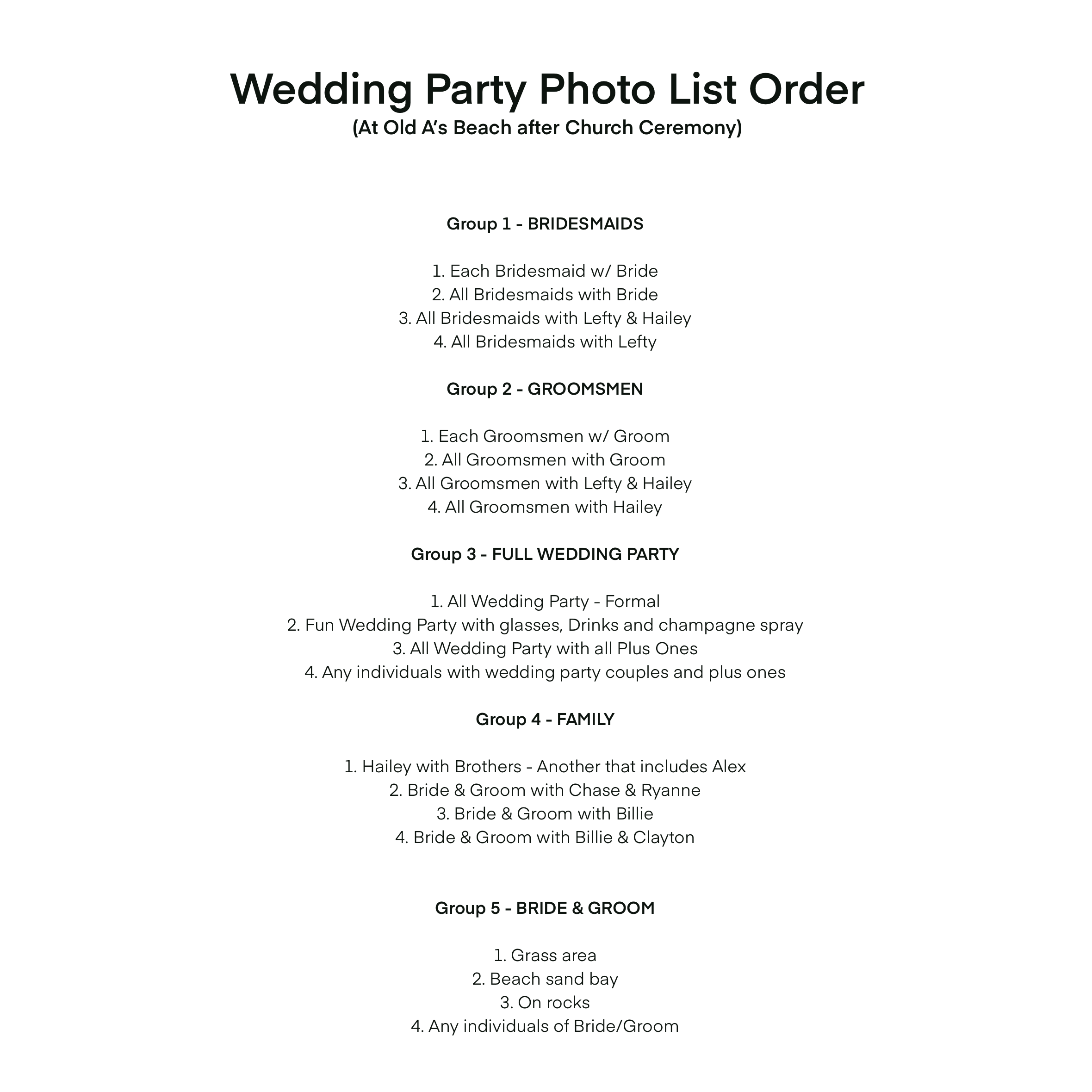 Wedding Party Photos - Drive to Old A's beach after ceremony for these